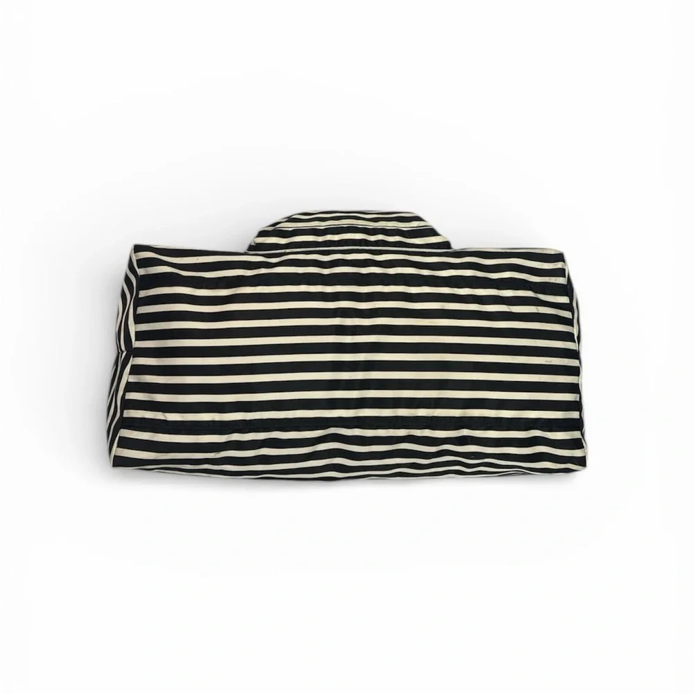 Kate Spade New York Black White Stripe Foldable Travel Tote Weekender Bag